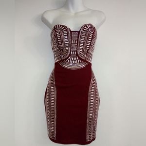 TRIBAL MIRROR BEADED MINI DRESS